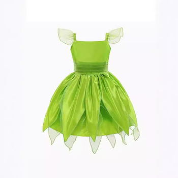 2024 Нова коледна зелена рокля Pixie за деца Aisha с прекрасна фея Камбанка - принцеса