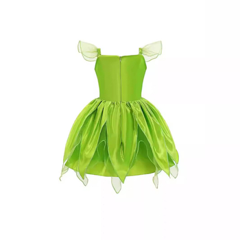 2024 Нова коледна зелена рокля Pixie за деца Aisha с прекрасна фея Камбанка - принцеса