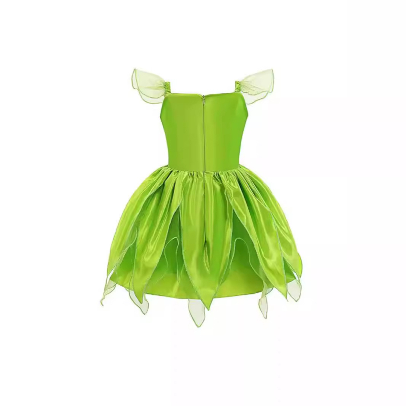 2024 Нова коледна зелена рокля Pixie за деца Aisha с прекрасна фея Камбанка - принцеса