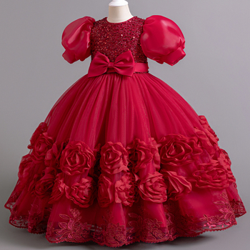 Ευρωπαϊκό και Αμερικανικό Μακρύ Φόρεμα για Κορίτσια με Διασυνοριακό Στυλ, Παιδικό Φόρεμα Πριγκίπισσας, Πολυτελές Φόρεμα για Πάρτι, Μακρύ Φόρεμα