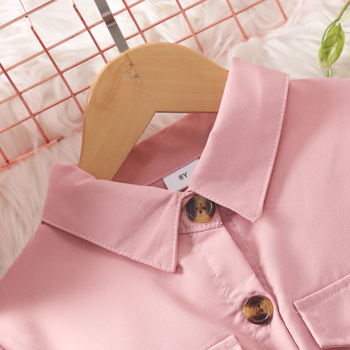 Νέο φόρεμα με μακριά μανίκια και πέτο σε διασυνοριακό χρώμα για κορίτσια, μονόχρωμο, με ζώνη και καπέλο, μια γενιά μαλλιών