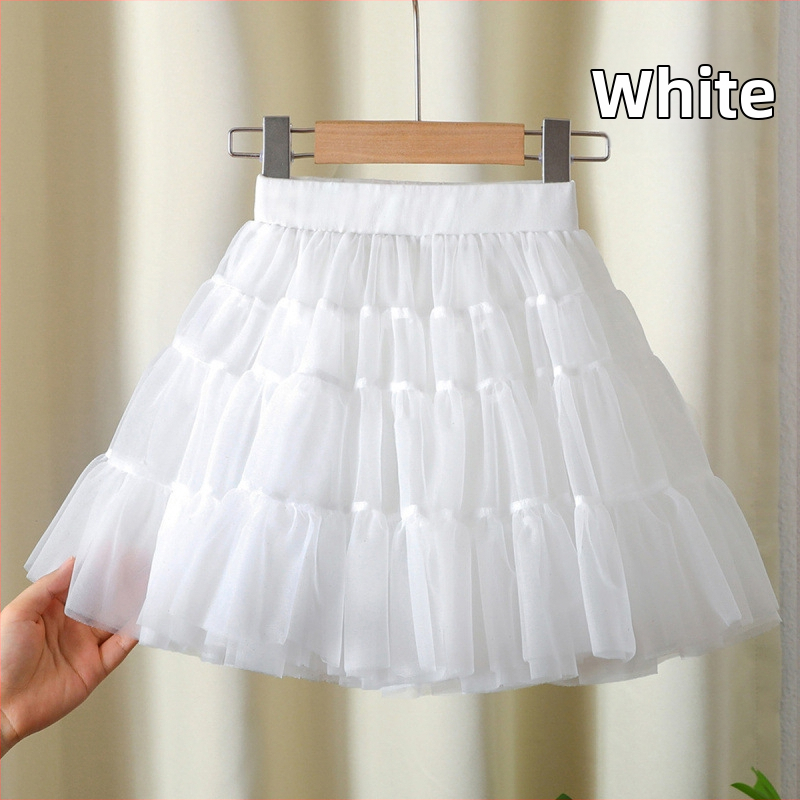 Mergaičių sijonas 2024 Naujas stilius Didelis Vaikiškas Pūstas Klojuotas Sijonas Mergaičių Stilingas Princesės Tinklinis Sijonas