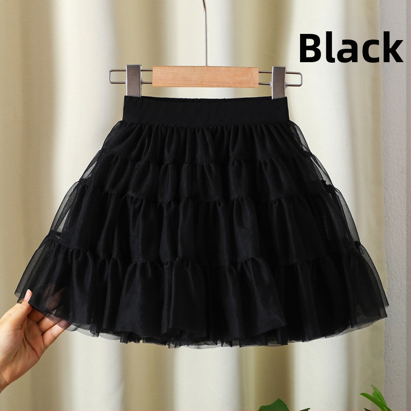 Mergaičių sijonas 2024 Naujas stilius Didelis Vaikiškas Pūstas Klojuotas Sijonas Mergaičių Stilingas Princesės Tinklinis Sijonas