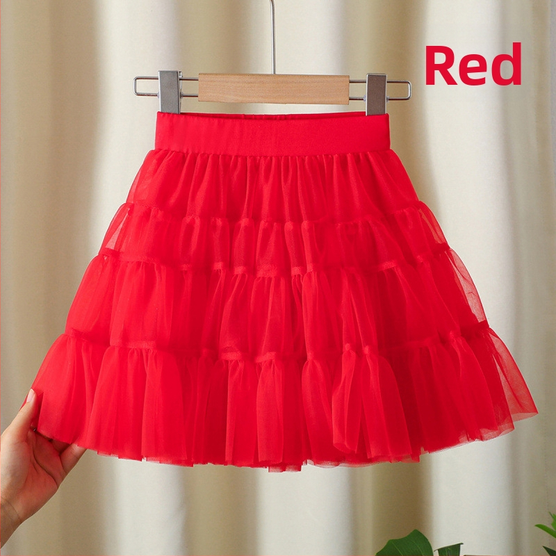 Mergaičių sijonas 2024 Naujas stilius Didelis Vaikiškas Pūstas Klojuotas Sijonas Mergaičių Stilingas Princesės Tinklinis Sijonas