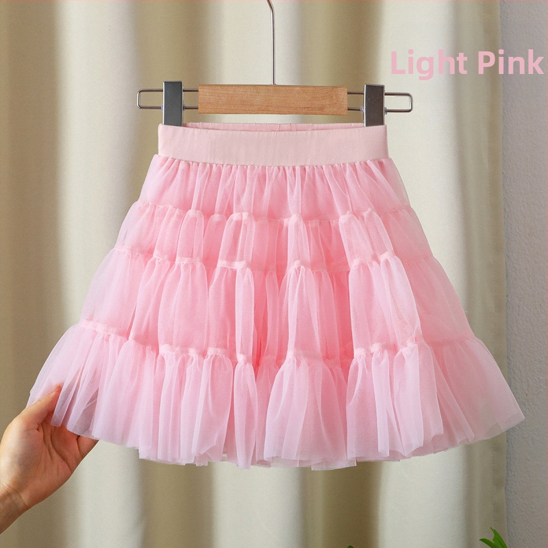 Mergaičių sijonas 2024 Naujas stilius Didelis Vaikiškas Pūstas Klojuotas Sijonas Mergaičių Stilingas Princesės Tinklinis Sijonas