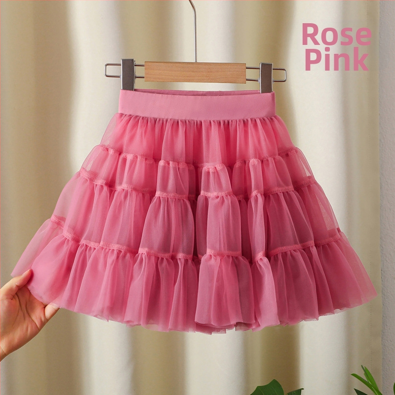 Mergaičių sijonas 2024 Naujas stilius Didelis Vaikiškas Pūstas Klojuotas Sijonas Mergaičių Stilingas Princesės Tinklinis Sijonas