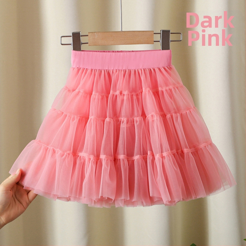 Mergaičių sijonas 2024 Naujas stilius Didelis Vaikiškas Pūstas Klojuotas Sijonas Mergaičių Stilingas Princesės Tinklinis Sijonas