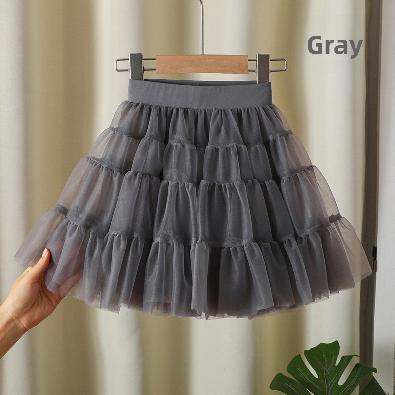 Mergaičių sijonas 2024 Naujas stilius Didelis Vaikiškas Pūstas Klojuotas Sijonas Mergaičių Stilingas Princesės Tinklinis Sijonas