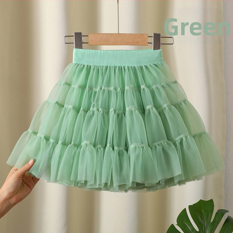 Mergaičių sijonas 2024 Naujas stilius Didelis Vaikiškas Pūstas Klojuotas Sijonas Mergaičių Stilingas Princesės Tinklinis Sijonas