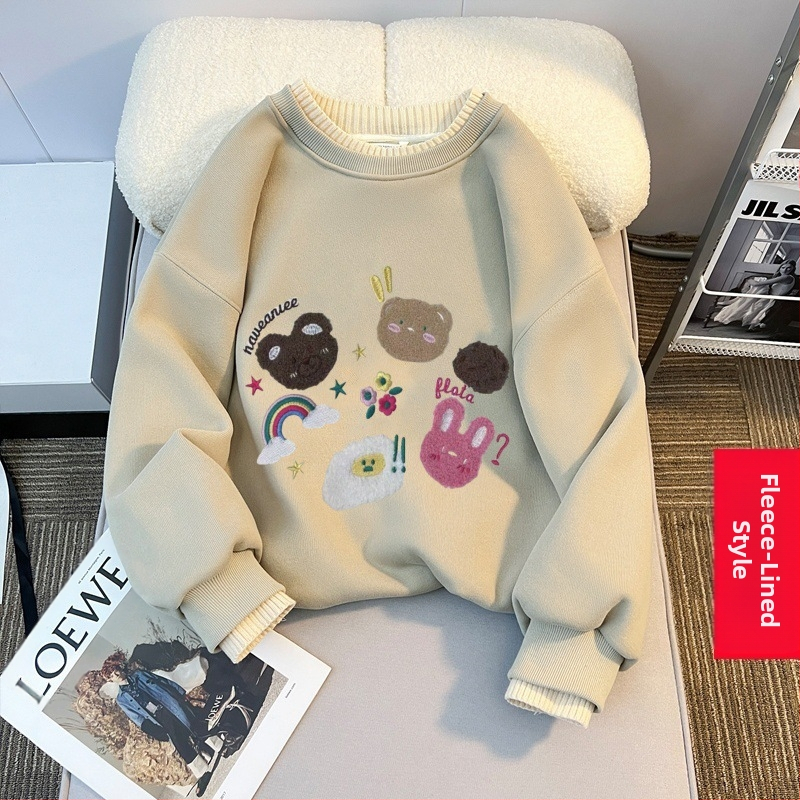 Tüdrukute fliisvoodriga kampsun sügis- ja talvel lastele mõeldud lahtise lääneliku stiiliga villakraega topp tüdrukute talvine alussärk