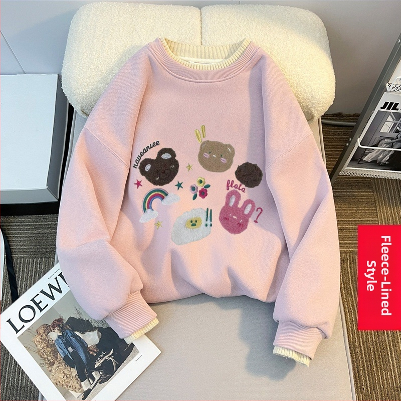 Tüdrukute fliisvoodriga kampsun sügis- ja talvel lastele mõeldud lahtise lääneliku stiiliga villakraega topp tüdrukute talvine alussärk