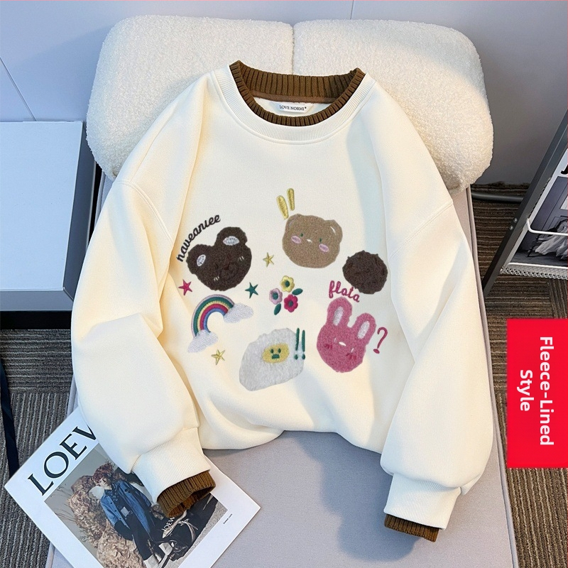 Tüdrukute fliisvoodriga kampsun sügis- ja talvel lastele mõeldud lahtise lääneliku stiiliga villakraega topp tüdrukute talvine alussärk