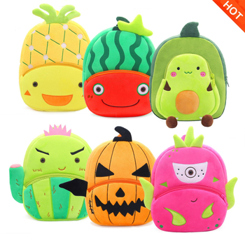 Zöldséges és gyümölcsös hátizsák rajzfilm plüss gyerek hátizsák görögdinnye avokádó hátizsák gyerek hátizsák nagykereskedelmi szó