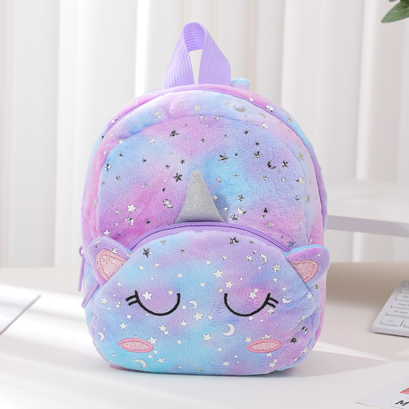 Ükssarviku ükssarviku plush väike koolikott tüdrukule vabaaja seljakott seljakott armas koomiksiga laste hoiukott