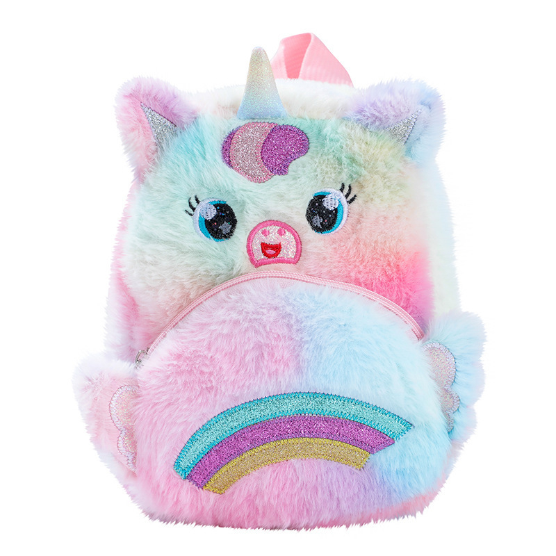 Ükssarviku ükssarviku plush väike koolikott tüdrukule vabaaja seljakott seljakott armas koomiksiga laste hoiukott