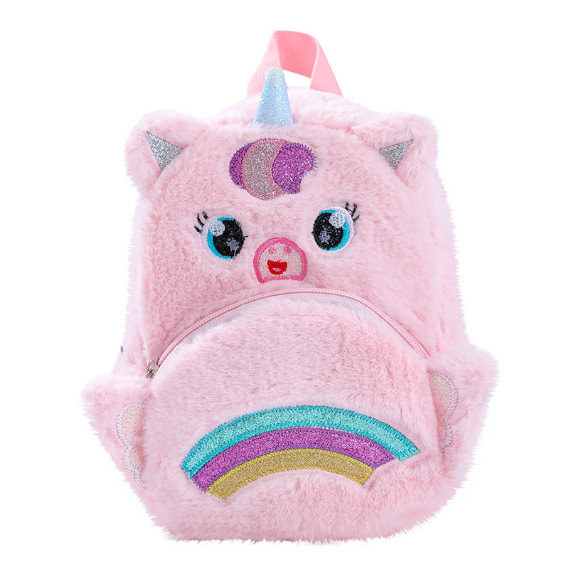 Ükssarviku ükssarviku plush väike koolikott tüdrukule vabaaja seljakott seljakott armas koomiksiga laste hoiukott