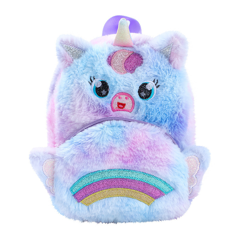 Ükssarviku ükssarviku plush väike koolikott tüdrukule vabaaja seljakott seljakott armas koomiksiga laste hoiukott