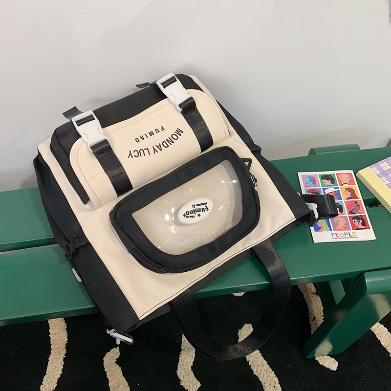 Jauna multfilmu stila bērnu mugursoma, maza, svaiga, jauka, lielas ietilpības skolēnu plecu soma, kas paredzēta došanās uz nodarbībām un skolēnu somu