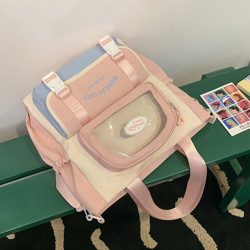 Jauna multfilmu stila bērnu mugursoma, maza, svaiga, jauka, lielas ietilpības skolēnu plecu soma, kas paredzēta došanās uz nodarbībām un skolēnu somu