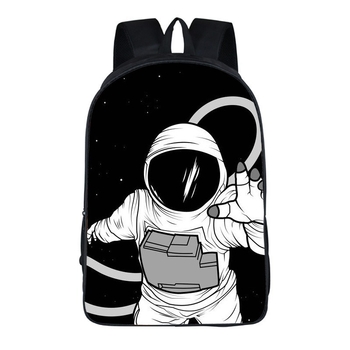 Piiriülene nailonist koomiksist astronaudiõpilase koolikott loominguline 3D-printimisega ülikerge algkooliõpilase seljakott suure mahutavusega