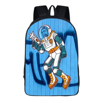 Piiriülene nailonist koomiksist astronaudiõpilase koolikott loominguline 3D-printimisega ülikerge algkooliõpilase seljakott suure mahutavusega