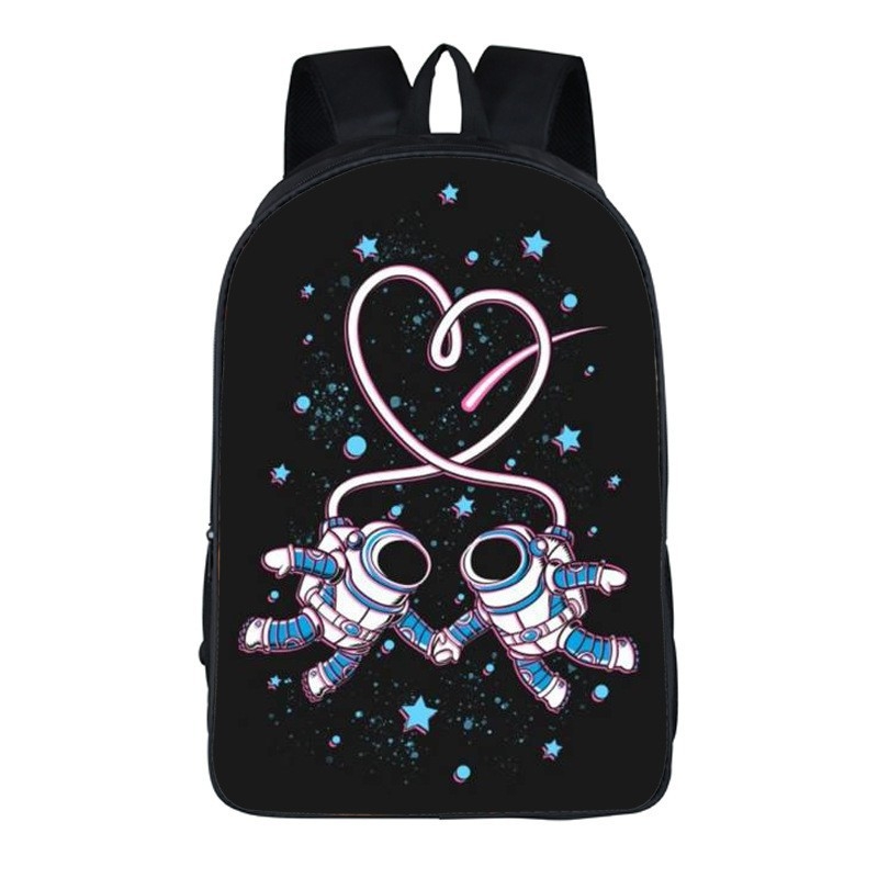 Piiriülene nailonist koomiksist astronaudiõpilase koolikott loominguline 3D-printimisega ülikerge algkooliõpilase seljakott suure mahutavusega