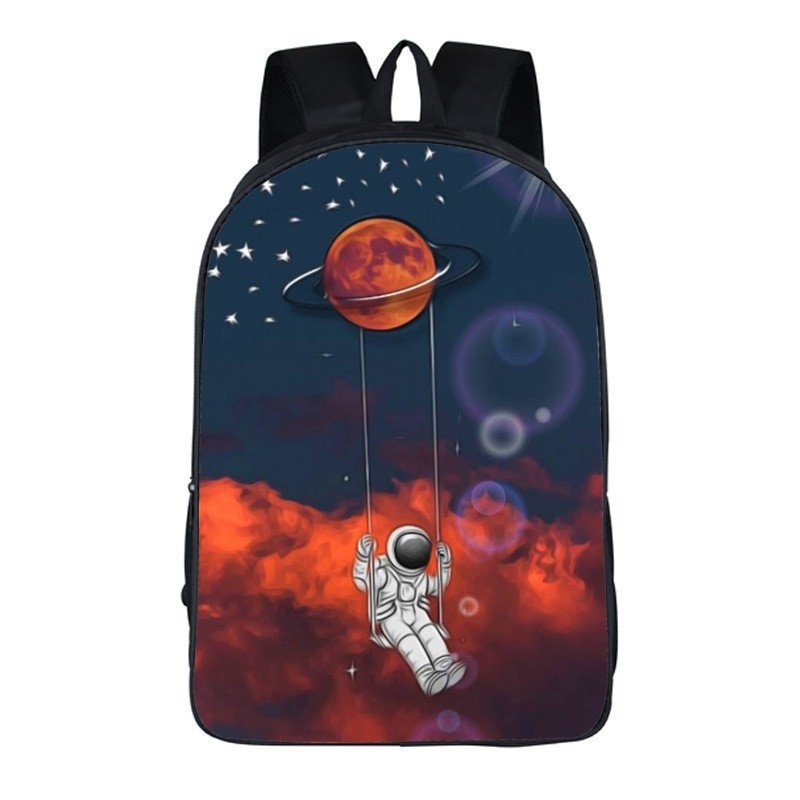 Piiriülene nailonist koomiksist astronaudiõpilase koolikott loominguline 3D-printimisega ülikerge algkooliõpilase seljakott suure mahutavusega