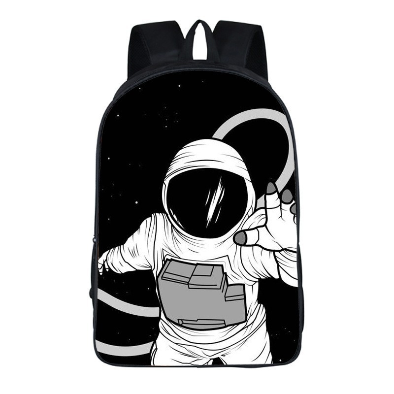Piiriülene nailonist koomiksist astronaudiõpilase koolikott loominguline 3D-printimisega ülikerge algkooliõpilase seljakott suure mahutavusega