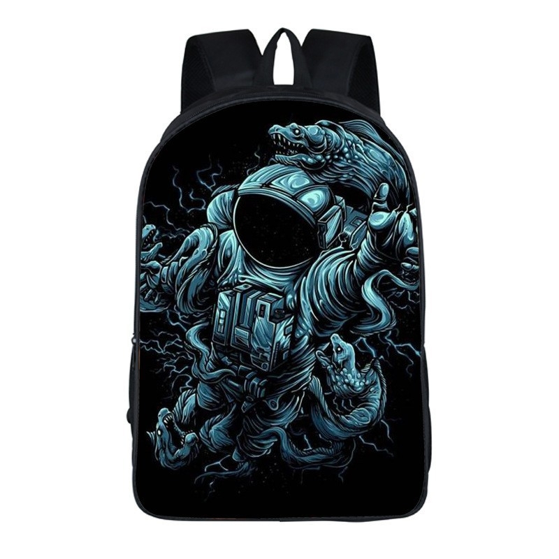 Piiriülene nailonist koomiksist astronaudiõpilase koolikott loominguline 3D-printimisega ülikerge algkooliõpilase seljakott suure mahutavusega