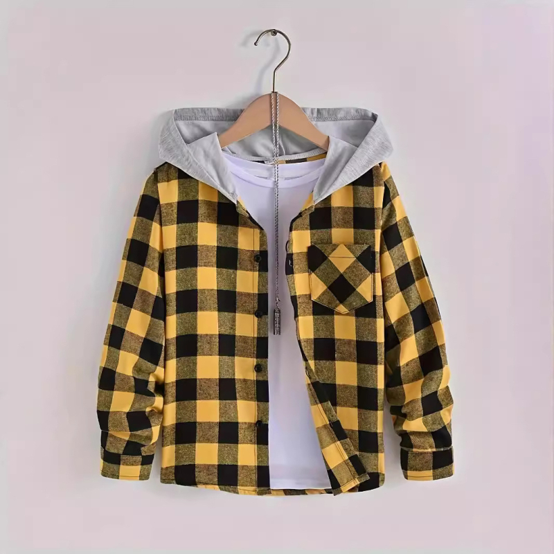 2024 Nova dječja majica s kapuljačom dugih rukava, ležerna karirana majica s kapuljačom, modni kardigan, ležerna za malu i srednju djecu