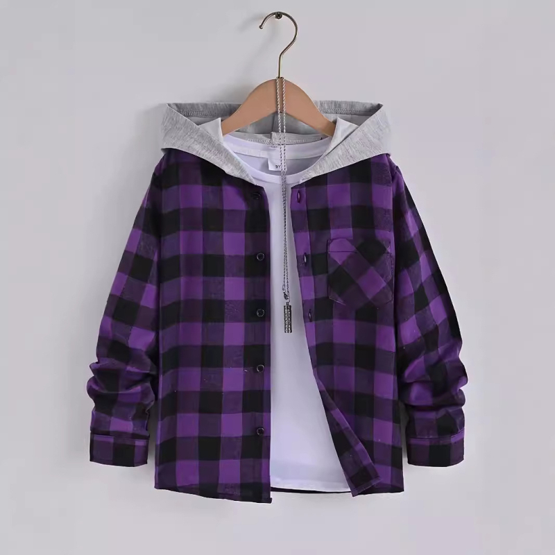 2024 Nova dječja majica s kapuljačom dugih rukava, ležerna karirana majica s kapuljačom, modni kardigan, ležerna za malu i srednju djecu