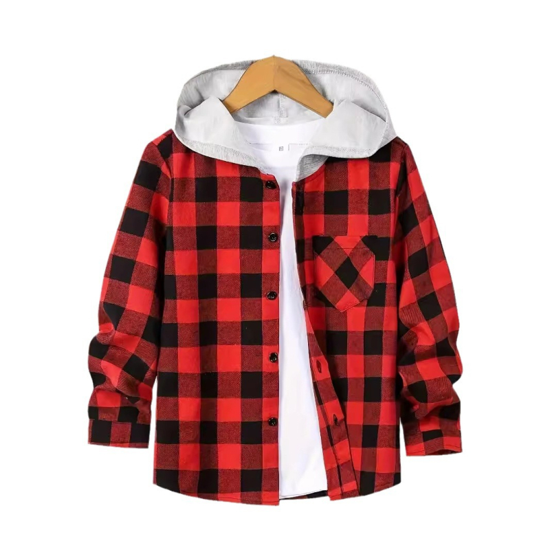 2024 Nova dječja majica s kapuljačom dugih rukava, ležerna karirana majica s kapuljačom, modni kardigan, ležerna za malu i srednju djecu