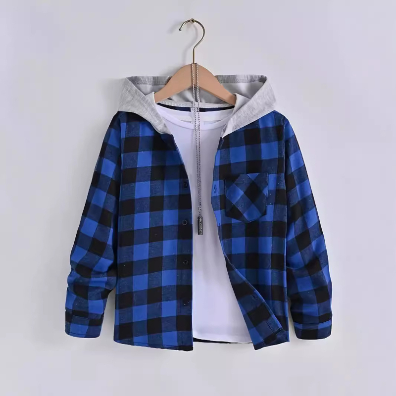 2024 Nova dječja majica s kapuljačom dugih rukava, ležerna karirana majica s kapuljačom, modni kardigan, ležerna za malu i srednju djecu