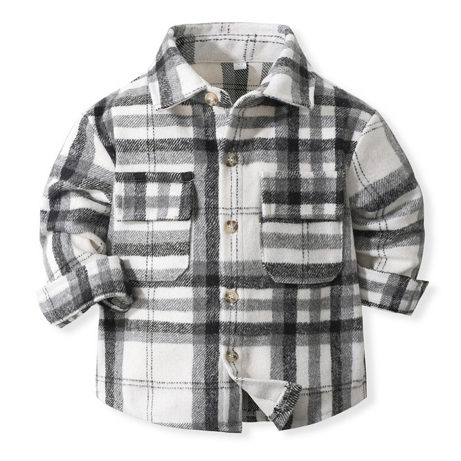 Laste harjatud väike ülerõivaste sügis ja talv Uus Euroopa ja Ameerika stiilis pikkade varrukatega ruuduline seemisnahast üherealine särk lastele ja keskealistele lastele