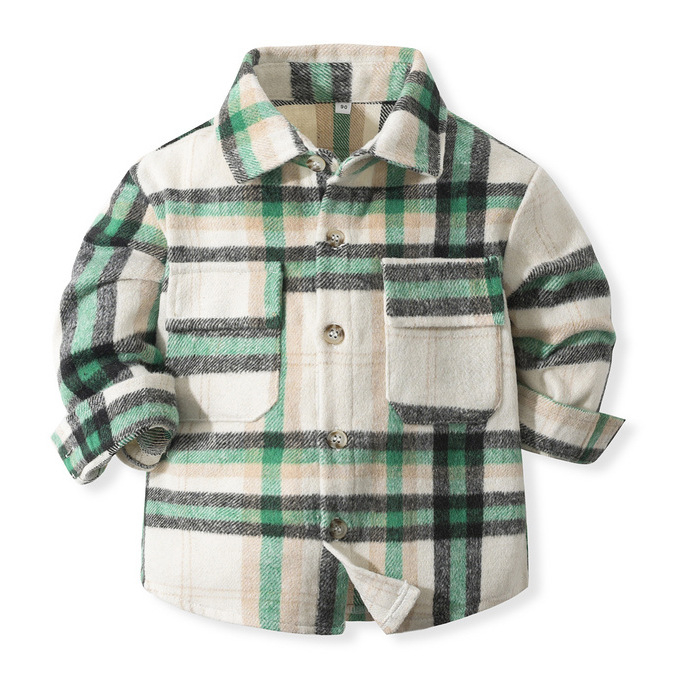 Laste harjatud väike ülerõivaste sügis ja talv Uus Euroopa ja Ameerika stiilis pikkade varrukatega ruuduline seemisnahast üherealine särk lastele ja keskealistele lastele