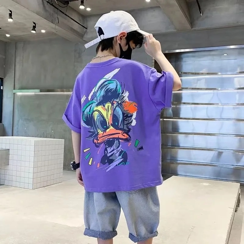 Rochie de vară pentru băieți, cool, frumos, cu mânecă scurtă, tricou 2023, nou-veniți CUHK, stil occidental pentru copii, băieți, vară, prăjit pe stradă, tricou de celebritate pe internet, la modă