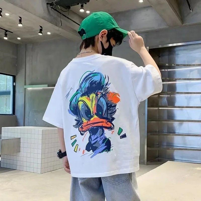 Rochie de vară pentru băieți, cool, frumos, cu mânecă scurtă, tricou 2023, nou-veniți CUHK, stil occidental pentru copii, băieți, vară, prăjit pe stradă, tricou de celebritate pe internet, la modă