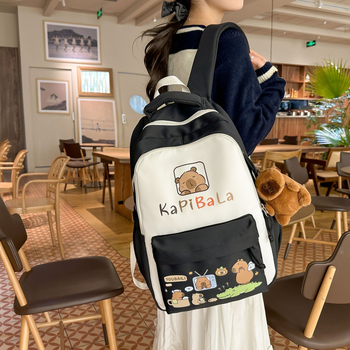 Uus koomiksiga kapibara aksessuaaride värvi sobitamise seljakott keskkooliõpilastele suure mahutavusega koolikott vabaaja arvuti seljakott hulgimüük
