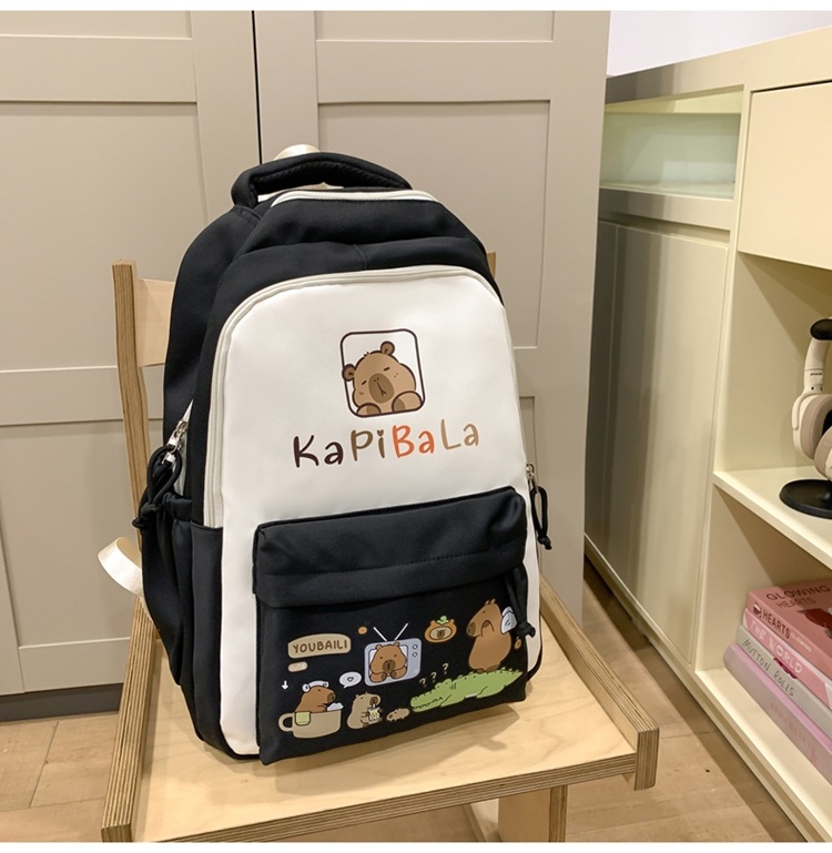 Uus koomiksiga kapibara aksessuaaride värvi sobitamise seljakott keskkooliõpilastele suure mahutavusega koolikott vabaaja arvuti seljakott hulgimüük