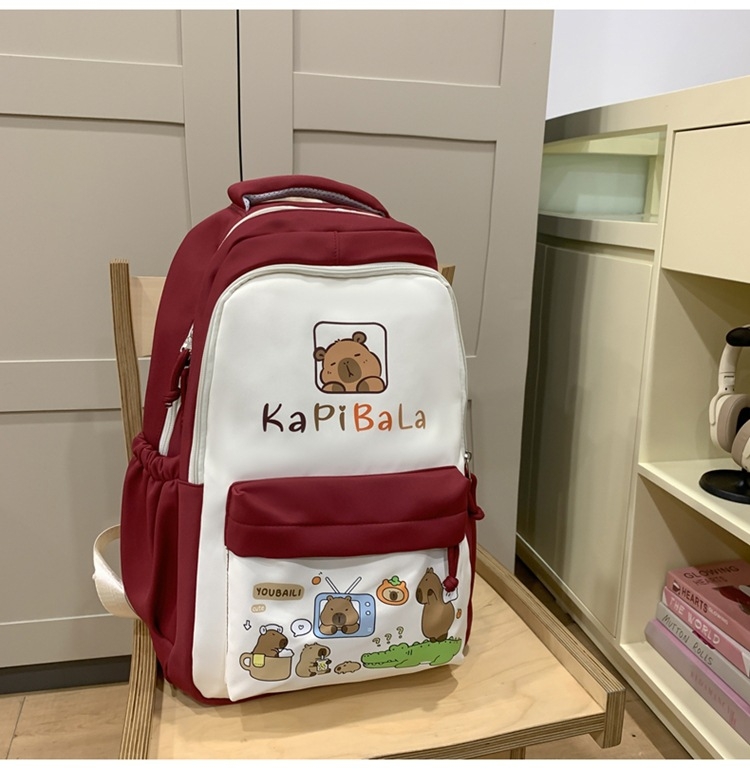 Uus koomiksiga kapibara aksessuaaride värvi sobitamise seljakott keskkooliõpilastele suure mahutavusega koolikott vabaaja arvuti seljakott hulgimüük