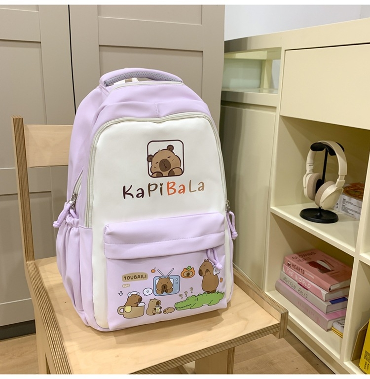 Uus koomiksiga kapibara aksessuaaride värvi sobitamise seljakott keskkooliõpilastele suure mahutavusega koolikott vabaaja arvuti seljakott hulgimüük