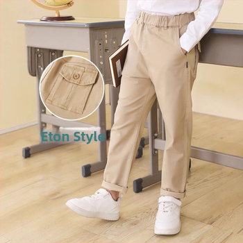 Παιδικό χακί σχολικό παντελόνι για αγόρια, casual παντελόνι για κορίτσια, ελαστικό παντελόνι για την άνοιξη και το φθινόπωρο, με λάστιχο στη μέση για κορίτσια