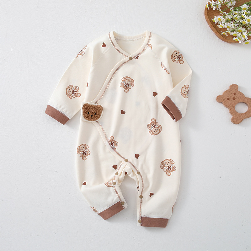 Odjeća za novorođenčad s jednim tijelom za muškarce i žene, djelomično kopčanje od čička, pamučna, bez kostiju, kategorija A, odjeća za penjanje za svećenike za četiri godišnja doba