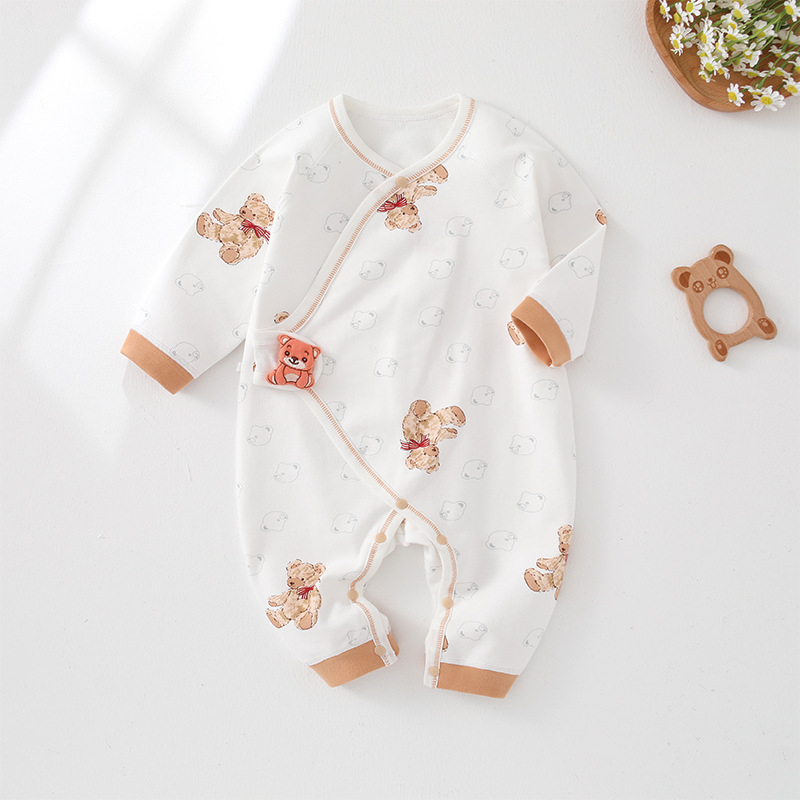 Odjeća za novorođenčad s jednim tijelom za muškarce i žene, djelomično kopčanje od čička, pamučna, bez kostiju, kategorija A, odjeća za penjanje za svećenike za četiri godišnja doba