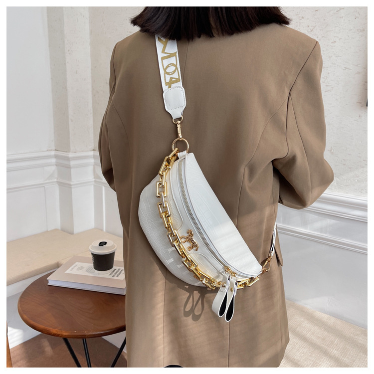 Moteriškas krepšys su krokodilo raštu, madingas ir stilingas krepšys per petį, kasdieniškas ir paprastas moteriškas krepšys, platus pečių dirželis su grandinėle per petį