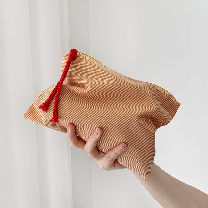 Klassikaline väike ruuduline kosmeetikakott, kaasaskantav, kaasaskantav retro kontrastvärvi kirjatarvete kott, suure mahutavusega multifunktsionaalne pinal