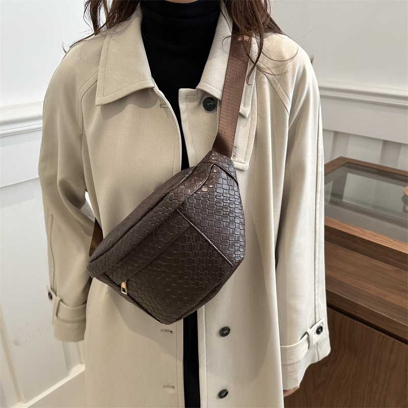 Madingas tarpvalstybinis Honkongo stiliaus PU krepšys per petį, laisvalaikio vyriškas krepšys per krūtinę, europietiško ir amerikietiško stiliaus austas krepšys per petį, juodas PU krepšys per krūtinę