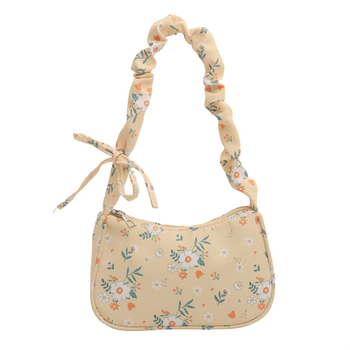 Elegantiška gėlėta paprasta pažastų rankinė su užsegimu, nauja pečių rankinė, miela pastoralinė rankinė, maža nailono rankinė
