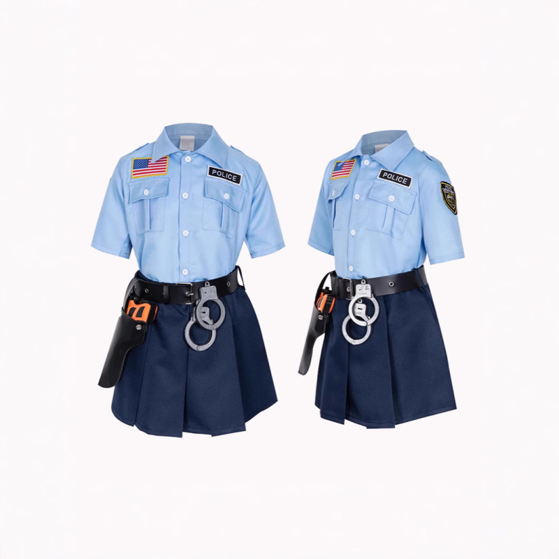 Хелоуин костюм Детски полицейски костюм Косплей косплей костюм Шоу рокля Парти костюм