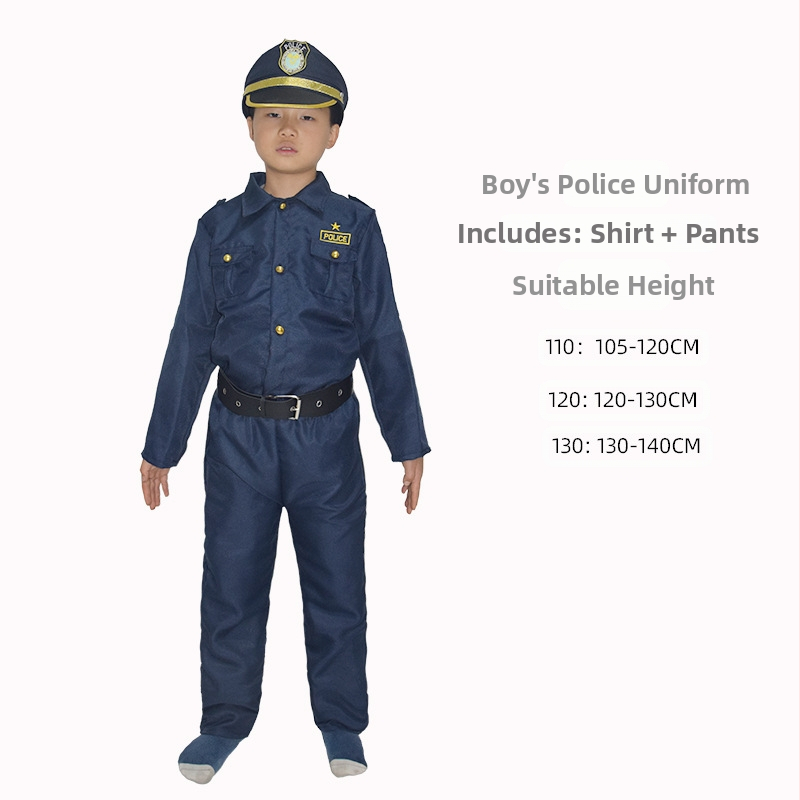Хелоуин костюм Детски полицейски костюм Косплей косплей костюм Шоу рокля Парти костюм